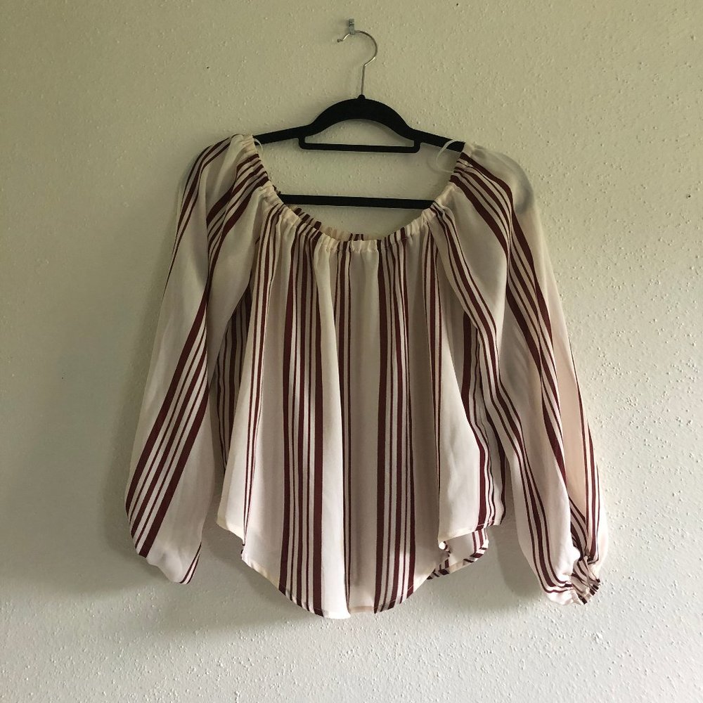 FOREVER 21 STRIPED OFF THE SHOULDER BLOUSE SIZE S
